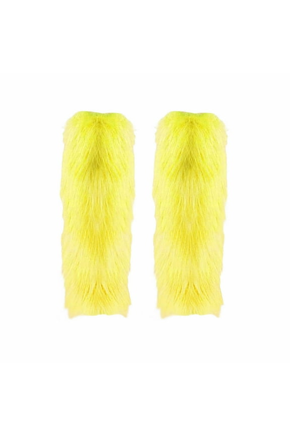 Leg Warmers Y2K Knit Faux Fur Cozy Leg Sleeve Wool Dance Winter Boots Yellow