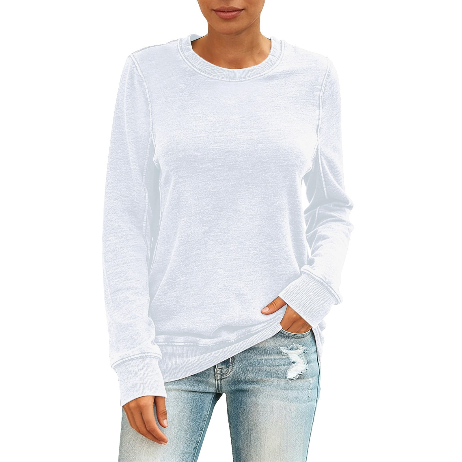 JWSVBF Long Sleeve Tops for Women 2026 Trendy Y2K Clothes Loose Fit ...