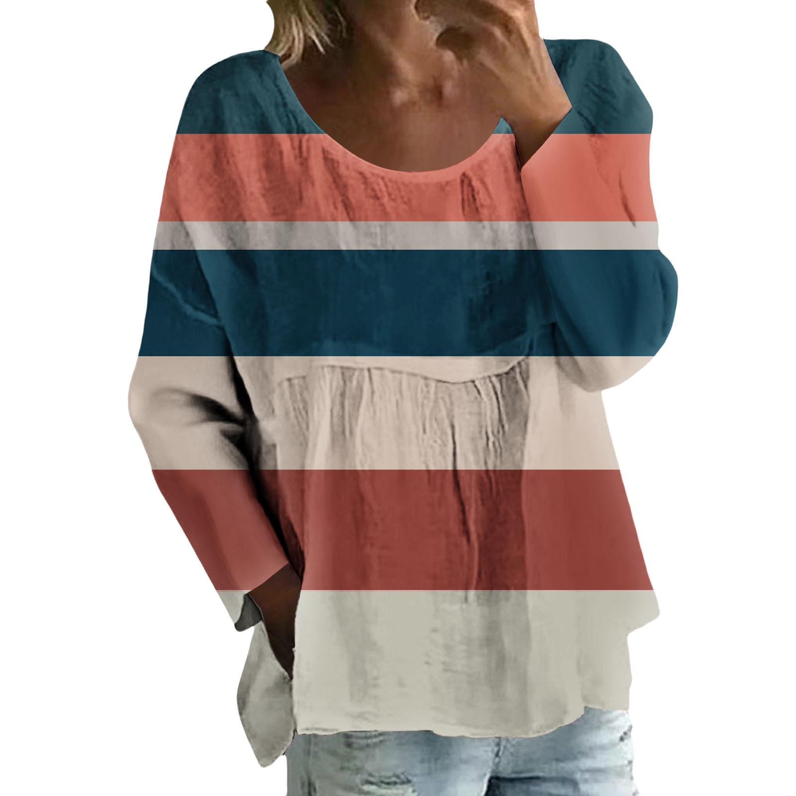 JWSVBF Long Sleeve Tops for Women Beach Vacation Cute Clothes Loose Fit ...