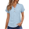 thumbnail image 1 of JWSVBF Short Sleeve Tops for Women V Neck Women's Blouses 2026 Springs Summer Fashion Clothing Breathable Soft Womens Clothes Light Blue, 1 of 9