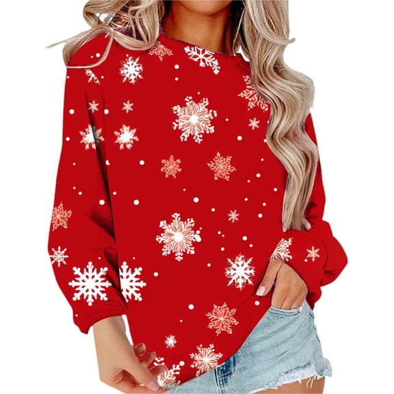 JWSVBF Sweatshirt for Women Xmas Womens Sweatshirts Crew Neck Funny Shirts Funny Christmas Tree Women's Tops, Tees & Blouses Red3