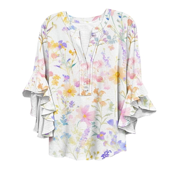 JWSVBF V Neck T Shirts for Women Womens Long Sleeve Tops Floral Womens Tshirts Women's Tops Pink