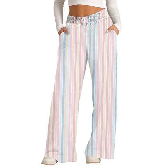 JWSVBF Women's Pants Pajamas with Pocket Workout Cotton Stripe Fleece Sports Winter Clothing Pajama Bottoms Pink