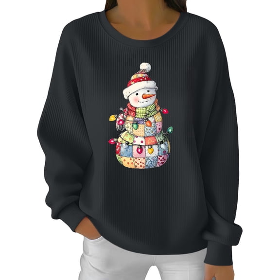 JWSVBF Womens Christmas Sweatshirt Xmas Women's Sweatshirts Crew Neck Fashion Clothing Funny Womens Blouses Dark Gray