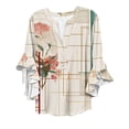 thumbnail image 1 of JWSVBF Womens V Neck T Shirts Long Sleeve Shirts for Women Butterfly Tshirts Shirts for Women Y2K Clothes Beige, 1 of 9