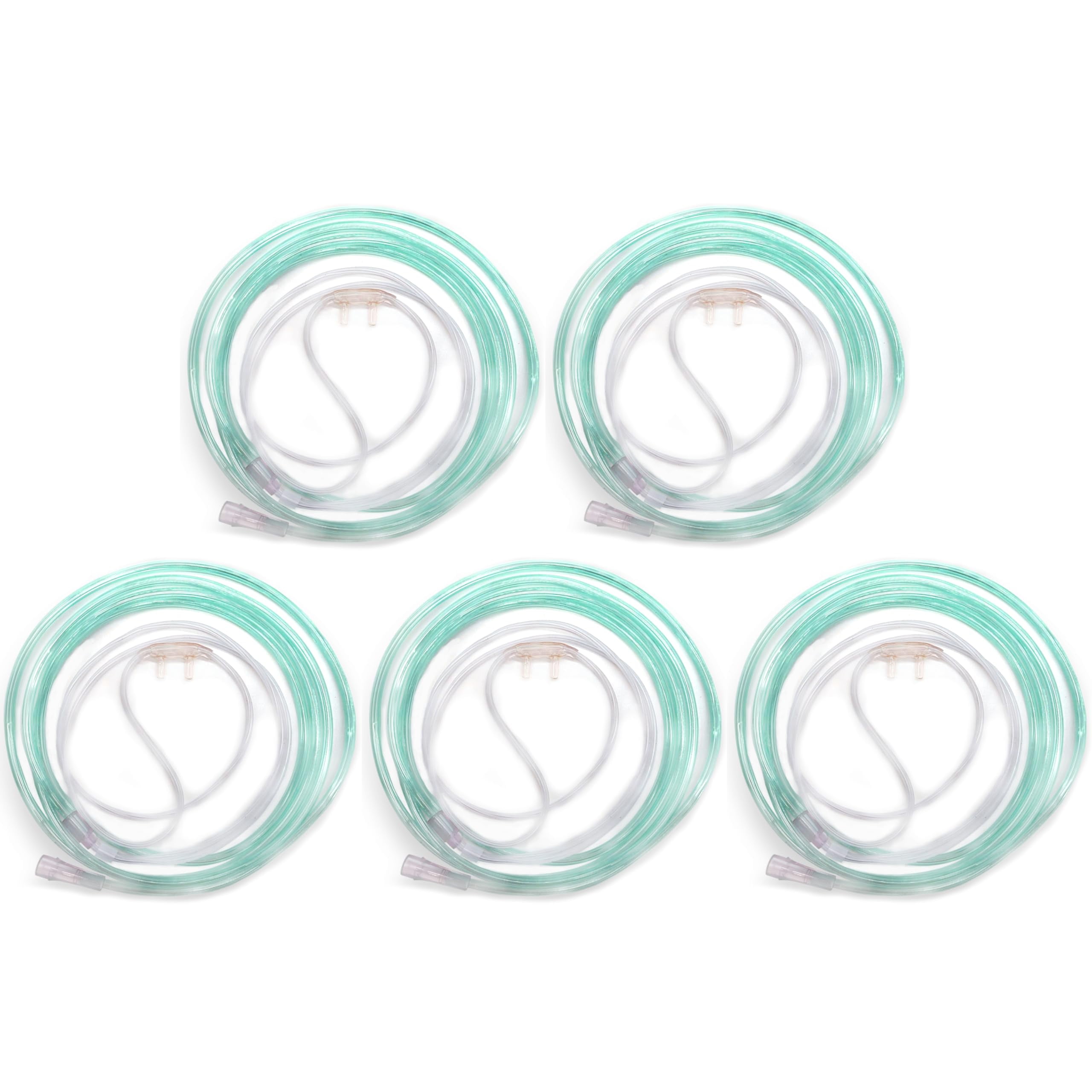 JWYN 5pk 25Ft Adult Oxygen Nasal Cannula, Super Soft Comfort Soft Plus, Trumpet Connector