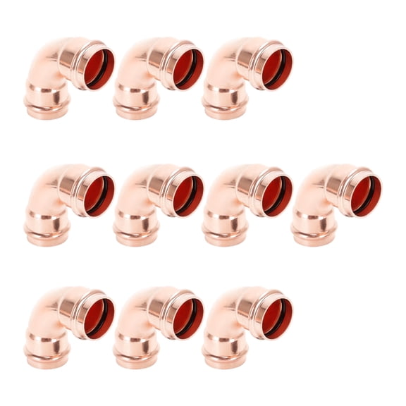 JWYY Copepr Press Fittings 90 degree Elbow Copper Coupling Zero Lead PxP 3/4 inch x 3/4 inch for Residential Commercial 10-Pack