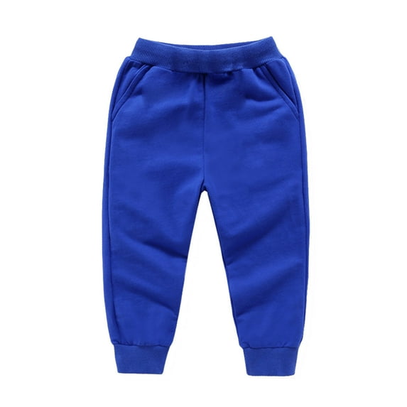 JWZUY 12Months-10Years Toddler Boys Girls Cotton Active Jogger Sweatpants Kids Casual Athletic Solid Pull On Pants with Pocket Blue 8-9 Years
