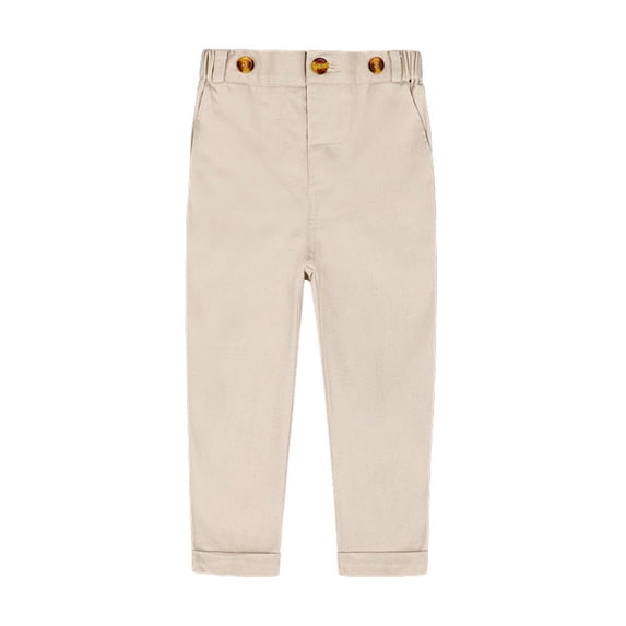 JWZUY (18Months-13Years)Toddler Kids Big Boy Fashion Solid Stripe Casual Suit Pants Trousers Pleated Slack Pants Khaki 18-24 Months