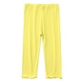 thumbnail image 1 of JWZUY 2-9Years Girls Toddler Capri Leggings Ruffle Hem Pants Kids Children Casual Solid Lounge Pant Yellow 2-3 Years, 1 of 5