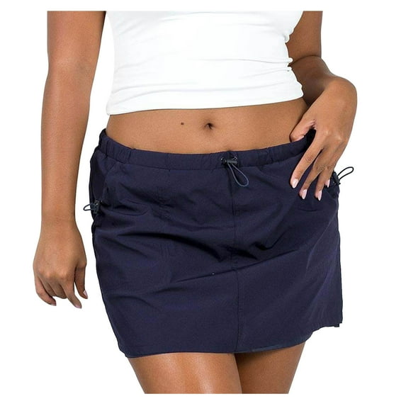 JWZUY Cargo Skirt Y2k Skirt Cargo Mini Skirt Low Waist Drawstring Ruched with Pocket Black S