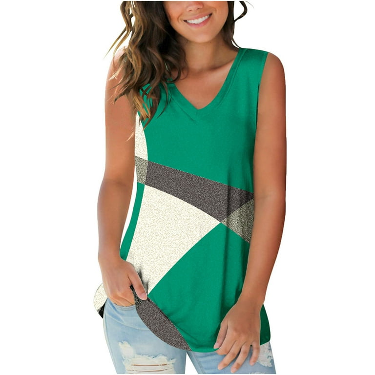 JWZUY Daily Deals Summer Tank Tops for Women Casual V Neck