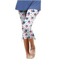 thumbnail image 1 of JWZUY Independance Day Print Side Drawstring Capri Leggings for Women Lightweight Elastic Waist Slim Capris Pants Summer Pants White L, 1 of 5