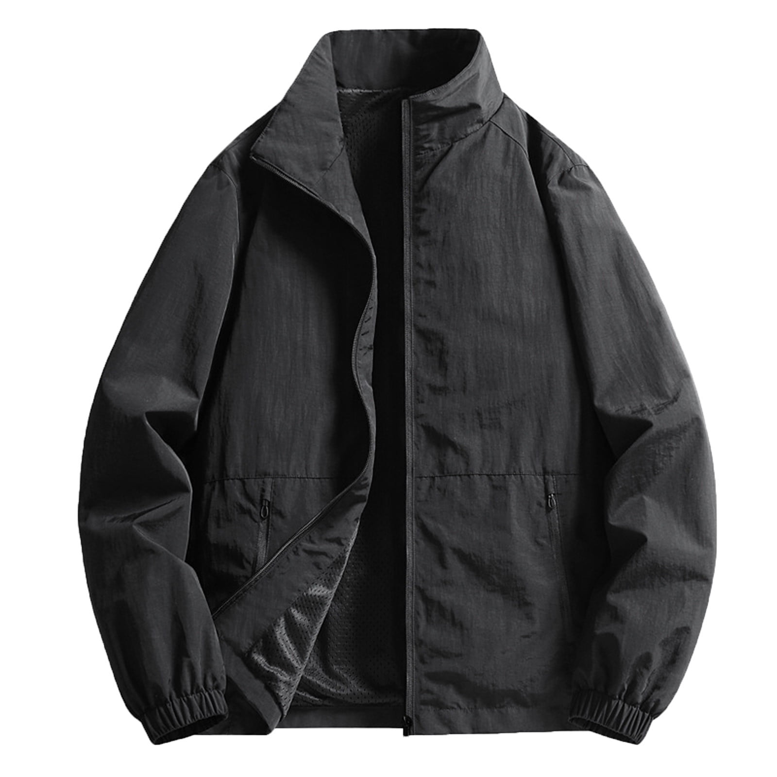 JWZUY Loose Fit Solid Color Jacket for Men's Casual Fashion