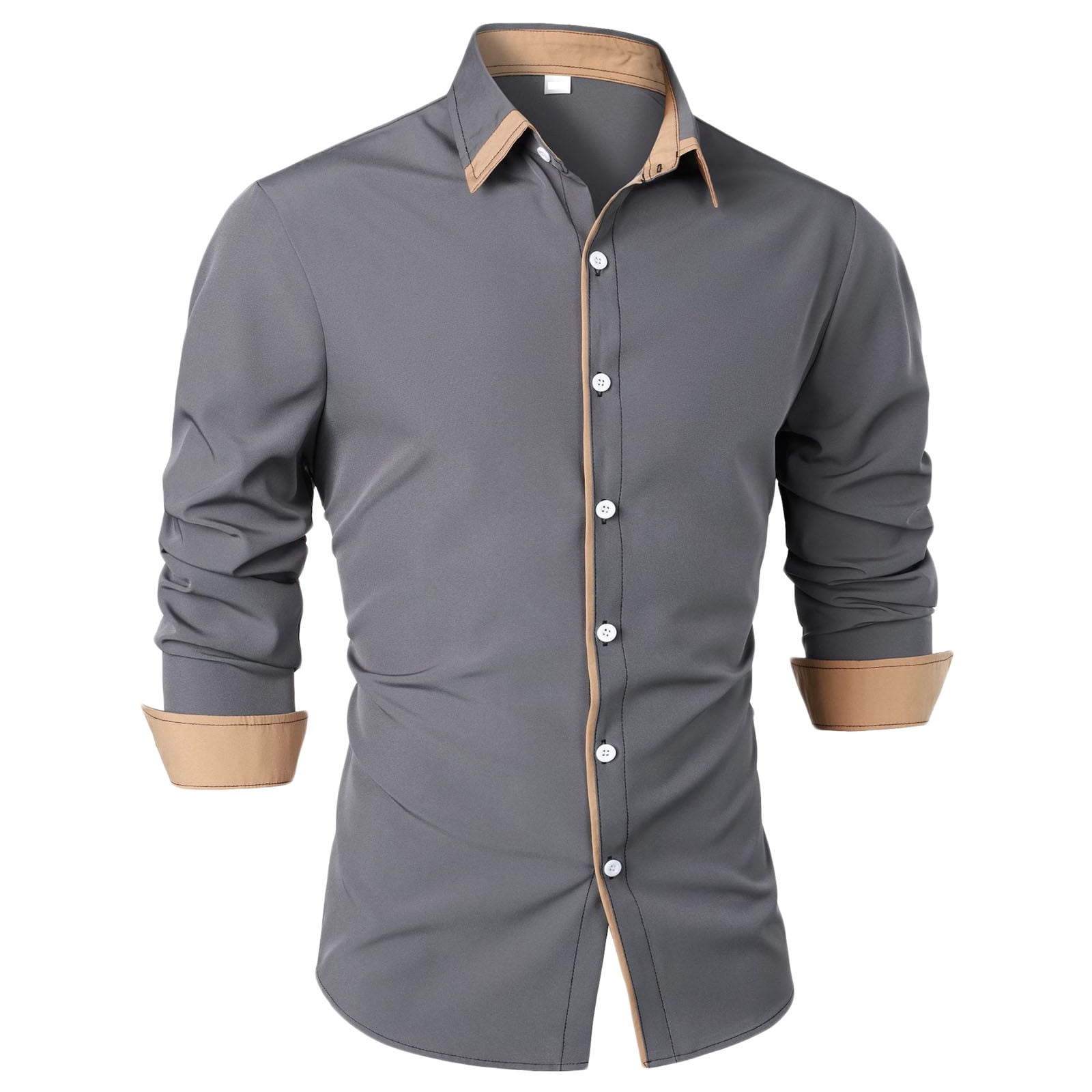 BAIKUTOUAN Men's Cockatiel Print Button Down Shirt - Long Sleeve, Regular Fit, 100% Polyester