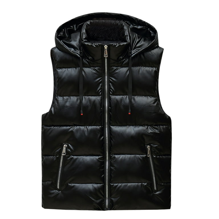 JWZUY Men's Lightweight Puffer Vest with Hood Sleeveless Jacket