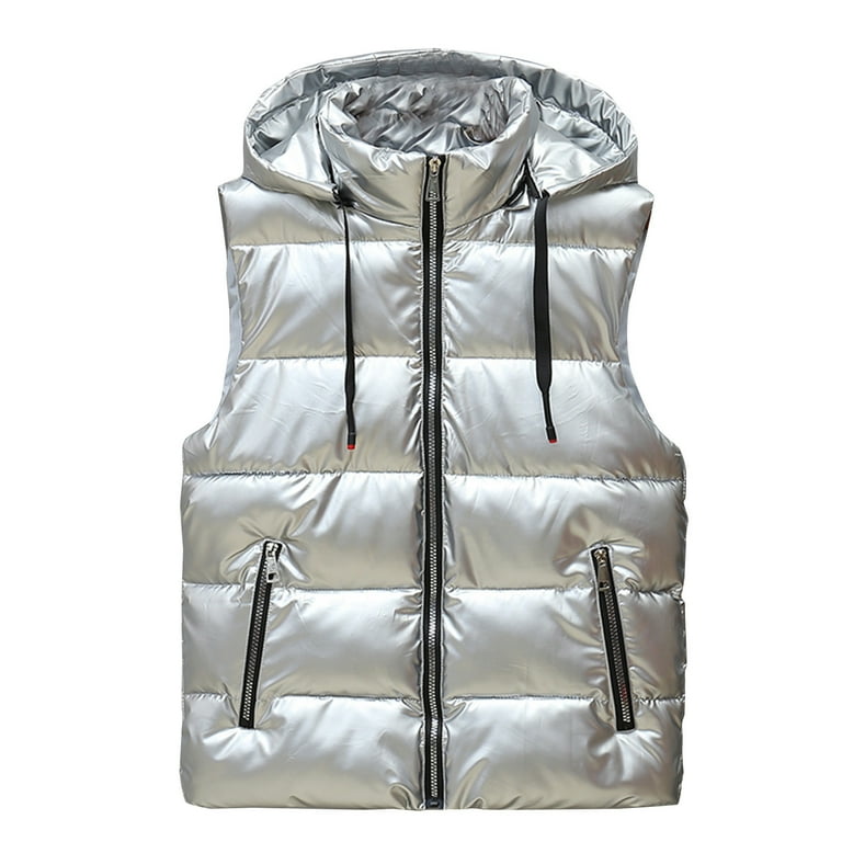 JWZUY Men's Lightweight Puffer Vest with Hood Sleeveless