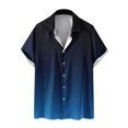 thumbnail image 1 of JWZUY Men's Relaxed Gradient Print Short Sleeve Lapel Collar Button Down Blouse Shirts - Summer Casual Tops Dark Blue 2XL, 1 of 5