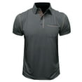 thumbnail image 1 of JWZUY Men's Short Sleeve Lapel V Neck Solid Henley Casual Blouse Comfy Tops Comfortable Shirts Dark Gray 2XL, 1 of 5