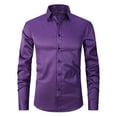 thumbnail image 1 of JWZUY Men's Solid Button Down Dress Shirt Long Sleeve Turndown Lapel Collar Shirts Regular Fit Casual Blouse Shirts Purple L, 1 of 3