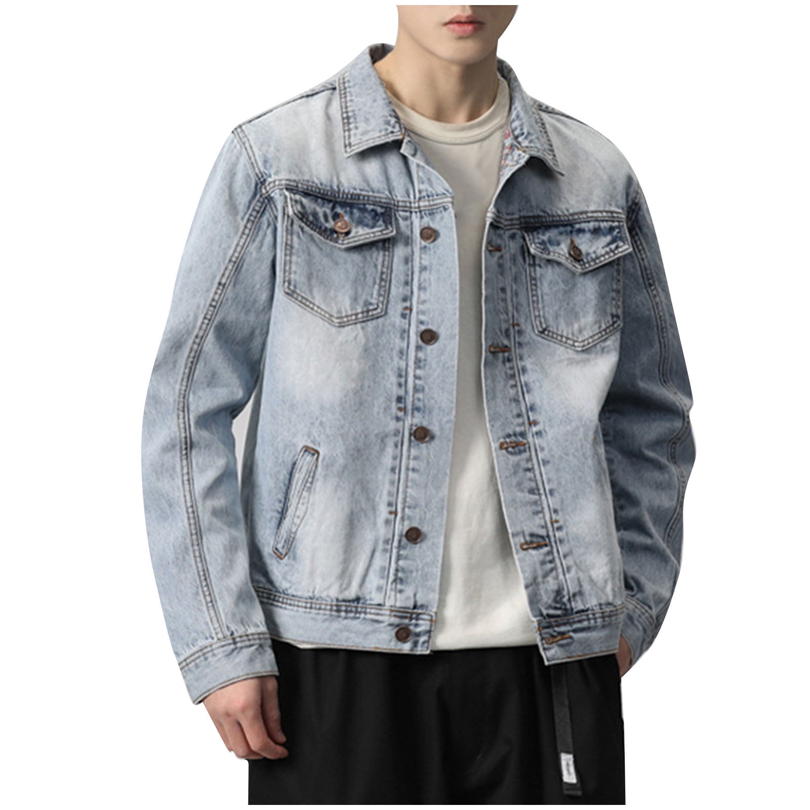 Denim jacket men's retro work jacket casual lapel denim jacket