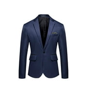 JWZUY Mens Blazer Jacket Regular Fit Stretch Sport Coats Solid Classic Blazer Suit Navy XL