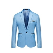 JWZUY Mens Blazer Jacket Regular Fit Stretch Sport Coats Solid Classic Blazer Suit Sky Blue XL