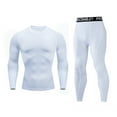 thumbnail image 1 of JWZUY Mens Quick Drying Compression Shirts Long Sleeve Athletic Pant Gym Fitness Workout Two Piece Set White M, 1 of 2