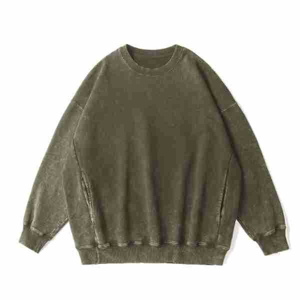 Army green cheap crew neck