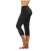 JWZUY Plus Size Capri Leggings for Women High Waisted Workout Leggings Athletic Work Yoga Pants Black XXL