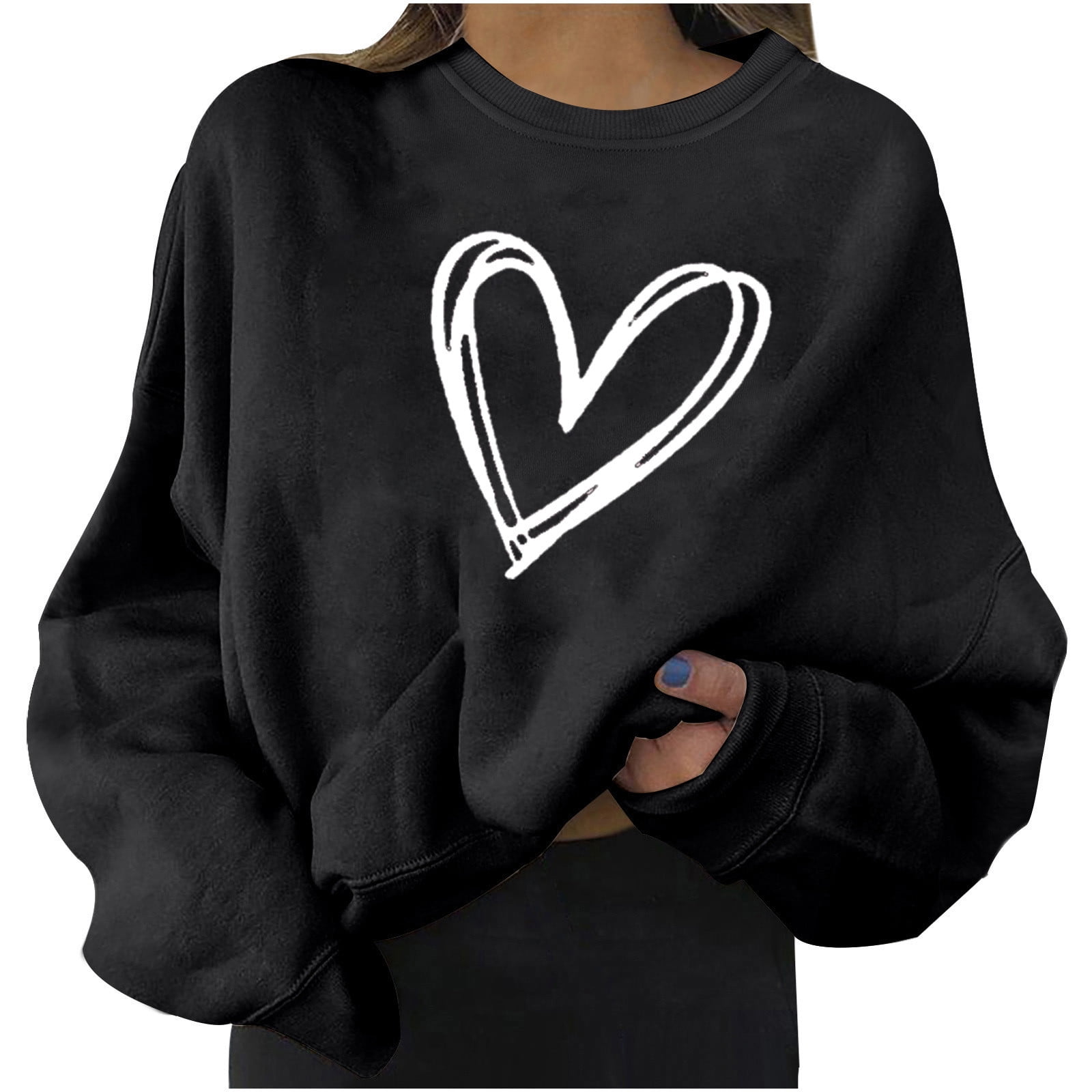 Rvidbe Valentine's Day Sweatshirts Womens Casual Long Sleeve Sweatshirts  Plaid Gnome Print Crew Neck Pullover Tops Shirts Black : :  Clothing, Shoes & Accessories