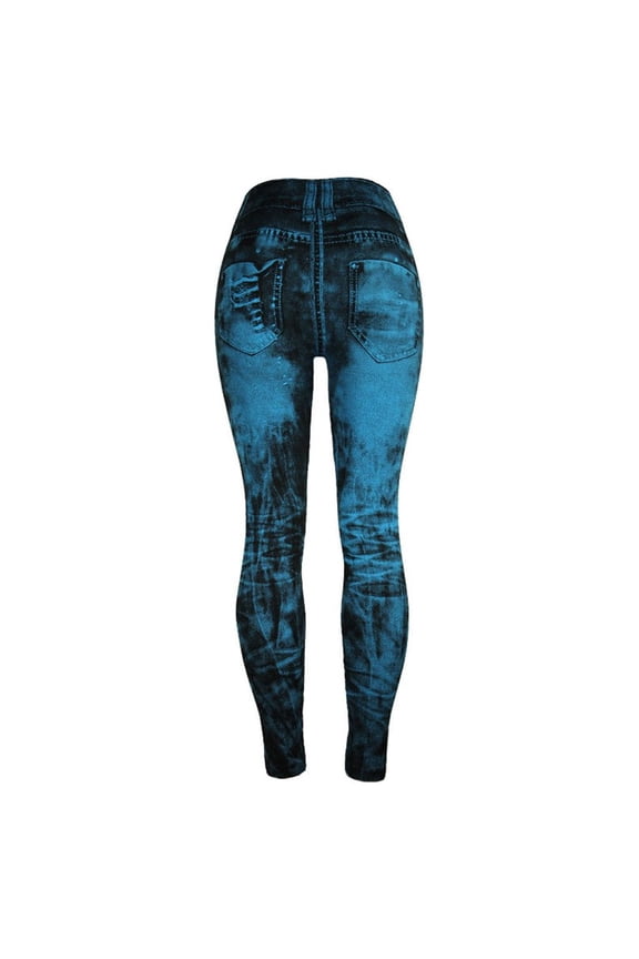 Stretchy Skinny Jeans for Women Ripped Camo Gradient Jeans Denim Pants Denim Pencil Pants 1-Light blue M