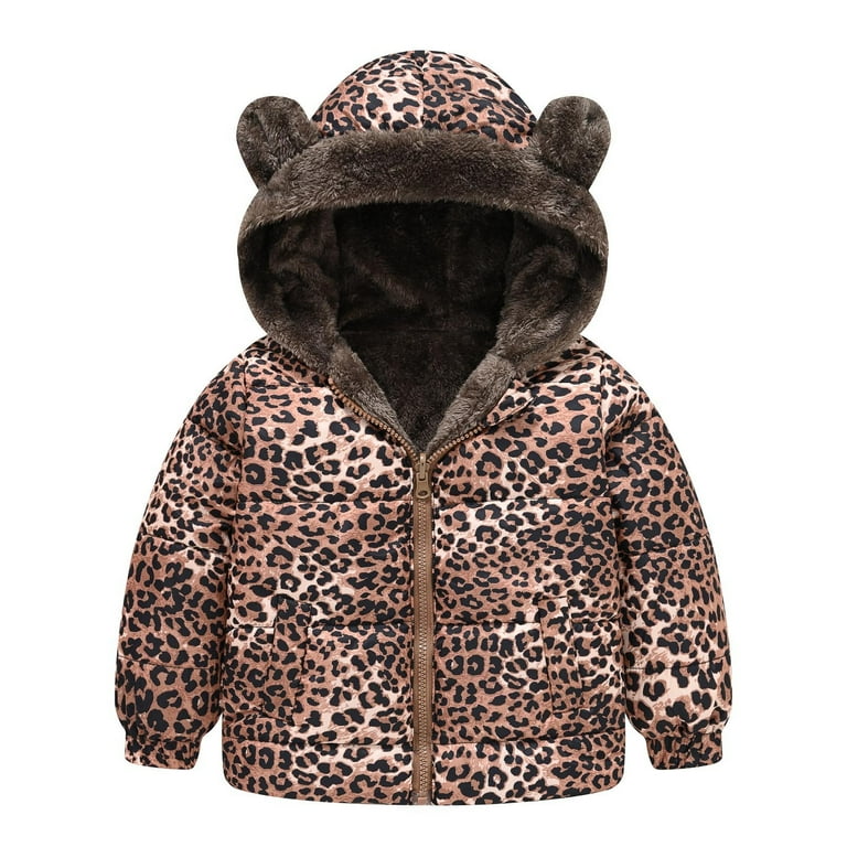 JWZUY Toddler Bear Cute Ear Hoodie Winter Outwear Fuzzy Sherpa Snowsuit Sweatshirt Warm Fleece Reversible Leopard Print Coat Zip Up Hooded Jacket for Kids Little Boy Girl Coffee 18 24 Months Walmart.c...
