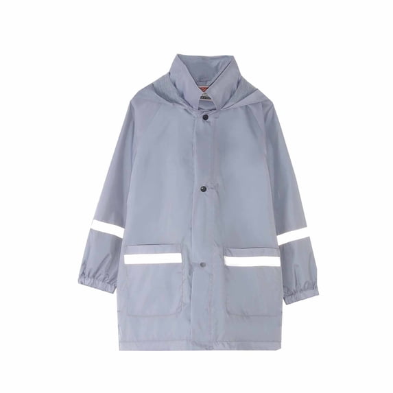 JWZUY Toddler Boy Girl Kids Color Block Zipper Button Rain Jacket Waterproof Windbreaker Hooded Raincoat Gray 3-4 Years