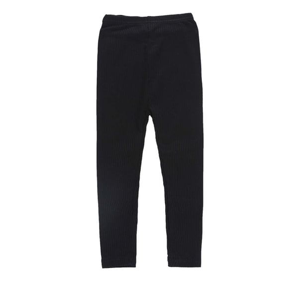 JWZUY Unisex Toddler Baby Boy Girl Ribbed Knit Leggings Tights Pants Stretch Solid Leggings Black 4 Years