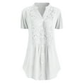 thumbnail image 1 of JWZUY Women Casual Shirts Plus Size Lace Solid Short Sleeves V-Neck Shirt Blouse Tops Button Down Tee Shirts White XXXL, 1 of 4