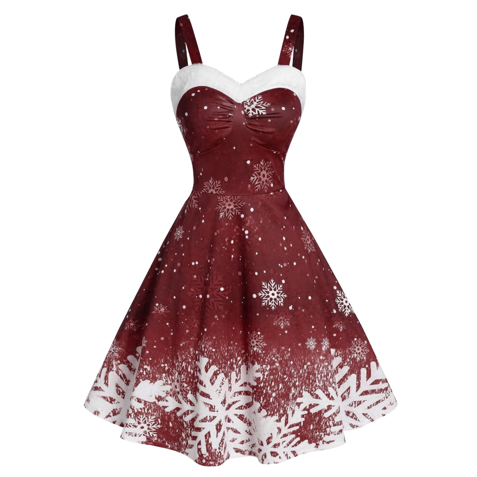 JWZUY Women Christmas Dress Vintage Ombre Color Snowflake Print Off ...