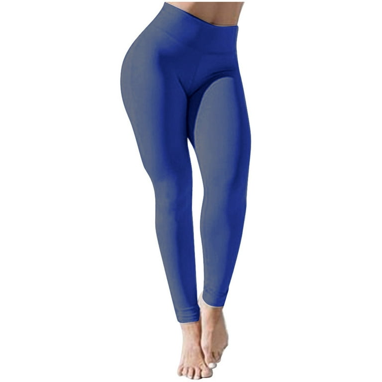 JWZUY Women Seamless Butt Lifting Leggings High Waist Workout Yoga Pants  Slim Fit Leggings Blue XXL 
