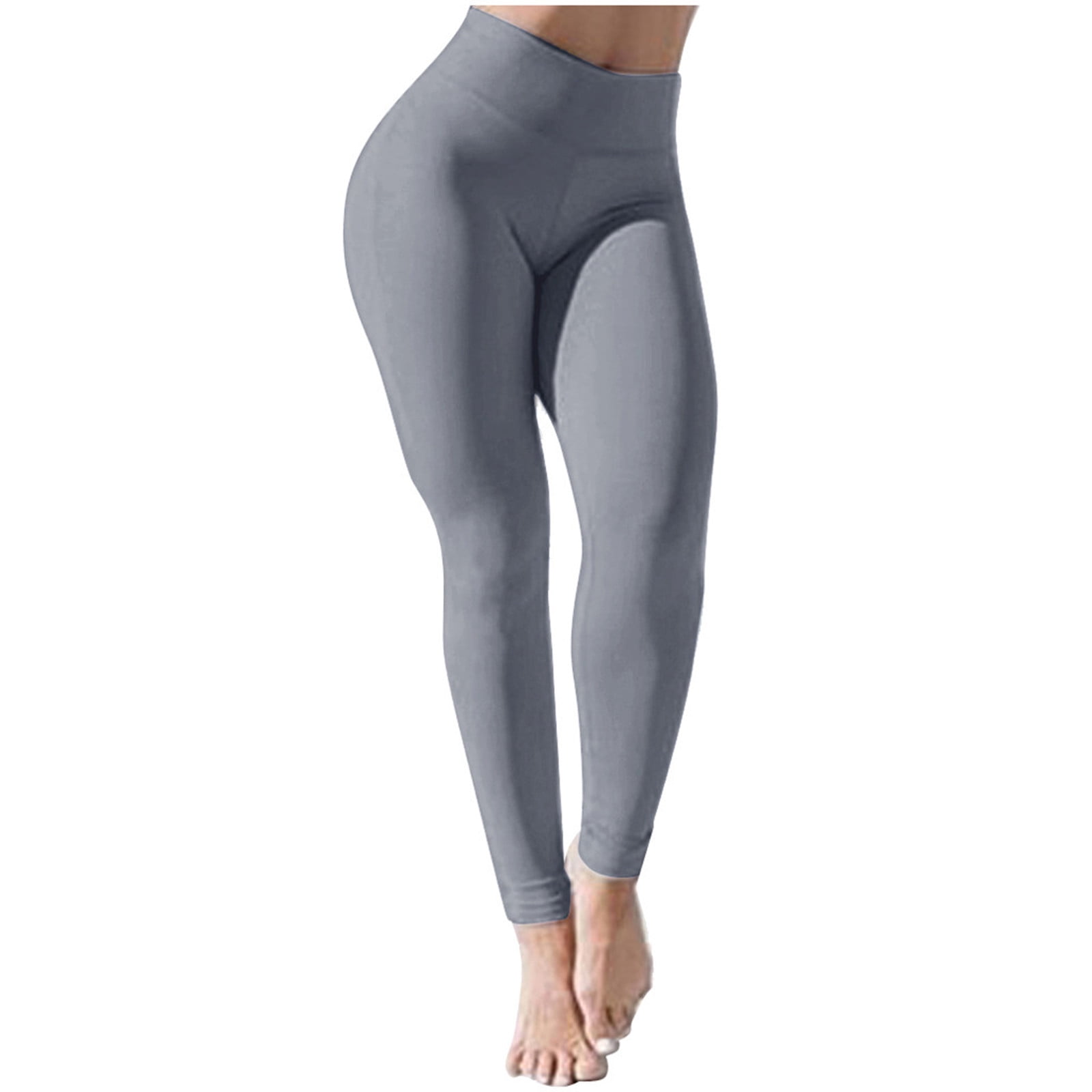 Leggings Women Plus Size Sports High Waist Yoga Pants Light Grey X-Large