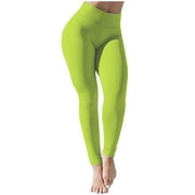 JWZUY Women Seamless Butt Lifting Leggings High Waist Workout Yoga Pants Slim Fit Leggings Yellow L