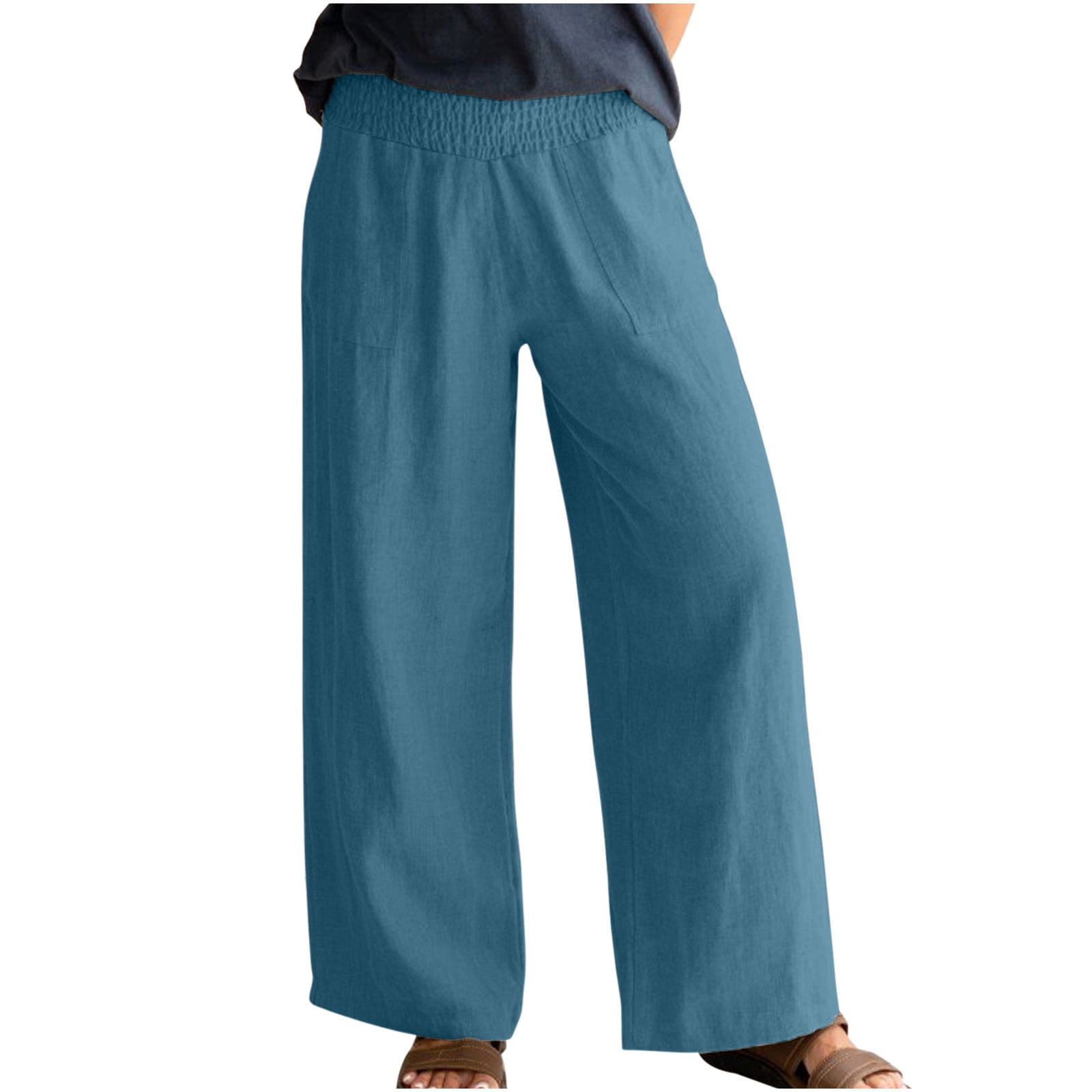 Womens Pants Size 16 Casual Linen Pants for Women High Waisted Wide Leg  Loose Fit Palazzo Pants Casual Beach Trendy Trouses with Two Pockets Womens  Pants Fall : : Fashion
