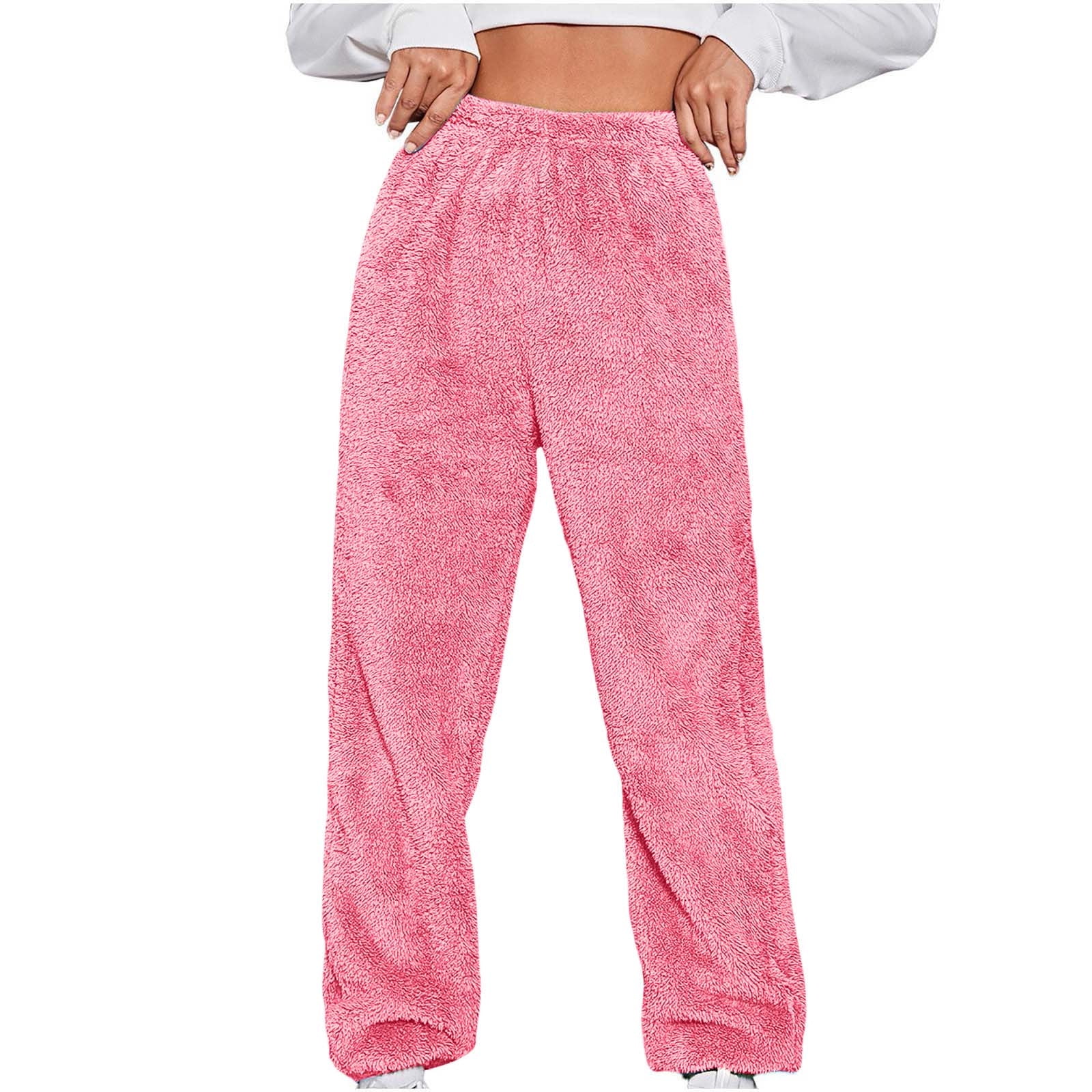 JWZUY Women Warm Fleece Drawstring Pajama Pants Jogger Plush Fuzzy  Sweatpants Gray M 