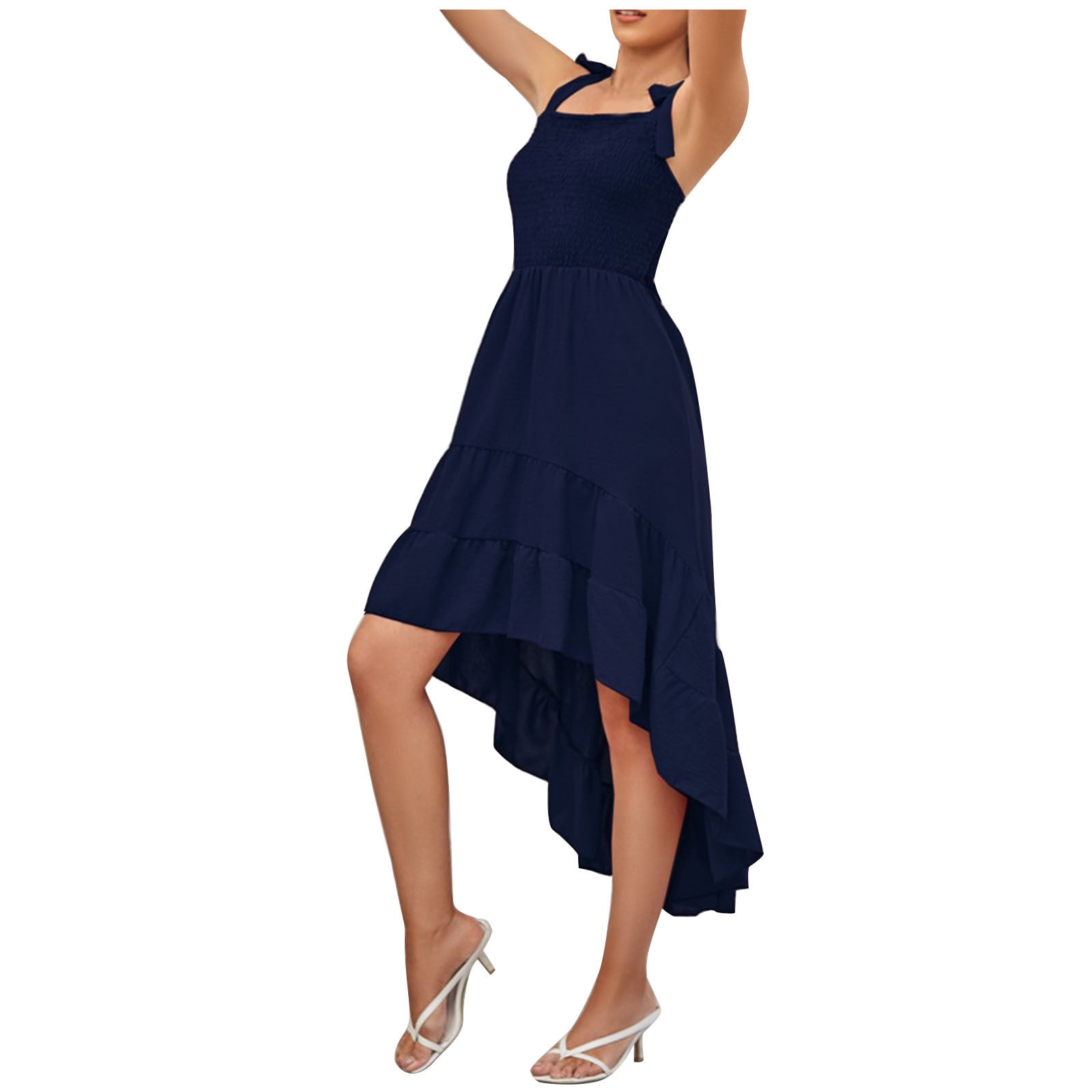 JWZUY Women's Solid Color Bra Off Shoulder Dress Waist Pleated Dress Dress  Large Swing Ball Dress Red XL