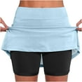 thumbnail image 1 of JWZUY Women's Elastic Yoga Culottes Solid Color Athletic Shorts with High Waist and Tummy Control Plus Size Biker Shorts for Summer Golf Skorts Light Blue XL, 1 of 6