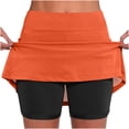 thumbnail image 1 of JWZUY Women's Elastic Yoga Culottes Solid Color Athletic Shorts with High Waist and Tummy Control Plus Size Biker Shorts for Summer Golf Skorts Orange M, 1 of 6