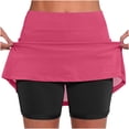 thumbnail image 1 of JWZUY Women's Elastic Yoga Culottes Solid Color Athletic Shorts with High Waist and Tummy Control Plus Size Biker Shorts for Summer Golf Skorts Watermelon Red S, 1 of 6
