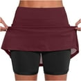 thumbnail image 1 of JWZUY Women's Elastic Yoga Culottes Solid Color Athletic Shorts with High Waist and Tummy Control Plus Size Biker Shorts for Summer Golf Skorts Wine XXXL, 1 of 6