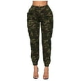 thumbnail image 1 of JWZUY Women's Fashion Casual Skinny High Waist Button Solid Pant Pocket Work Pants Leisure Pants Camouflage M, 1 of 7