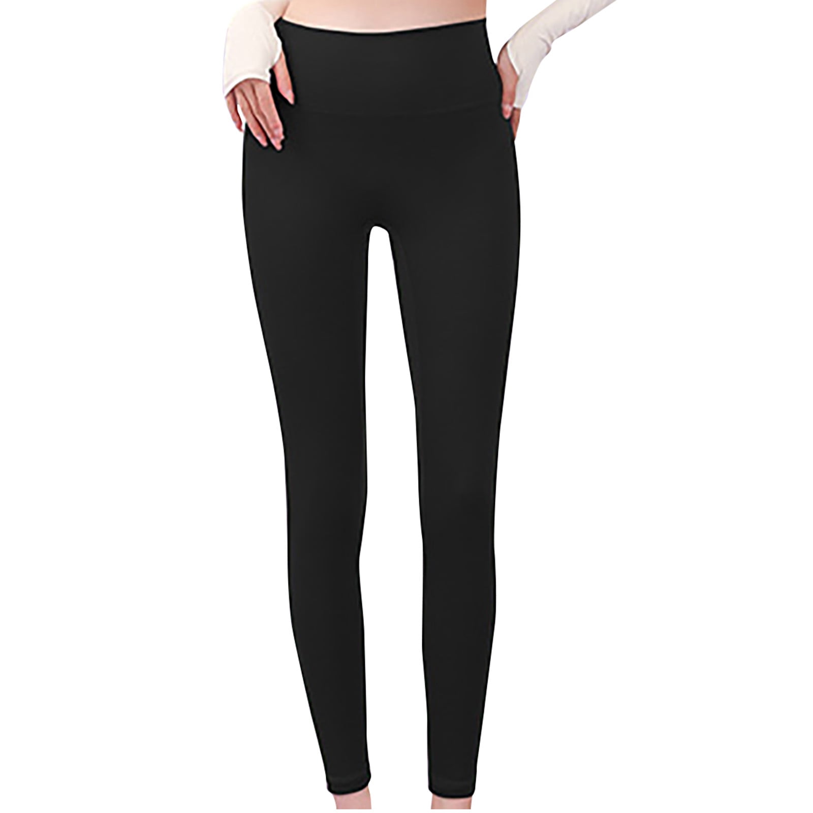 JWZUY Women's High Waist Solid Color Hip Lifting Exercise Fitness Tight Yoga  Pants Black S 