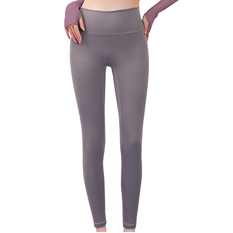 JWZUY Women's High Waist Solid Color Hip Lifting Exercise Fitness Tight  Yoga Pants Gray M